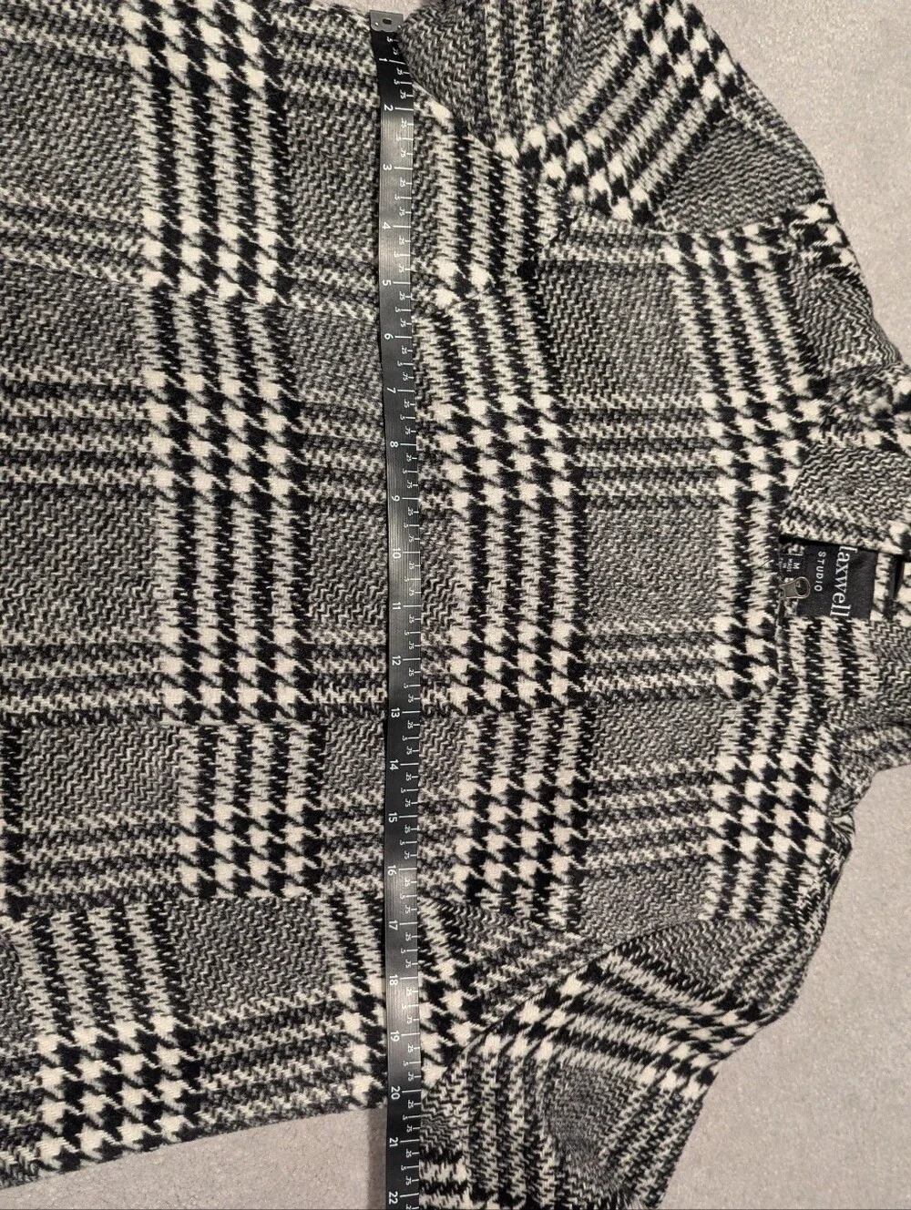 Maxwell Studio Black And White Plaid Peacoat Jacket With Hood - Picture 14 of 14